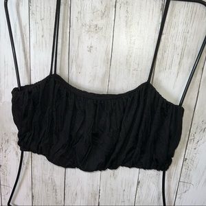 Sadie & Sage Black Flounce Bralette Size Medium Light Support Soft Pull On